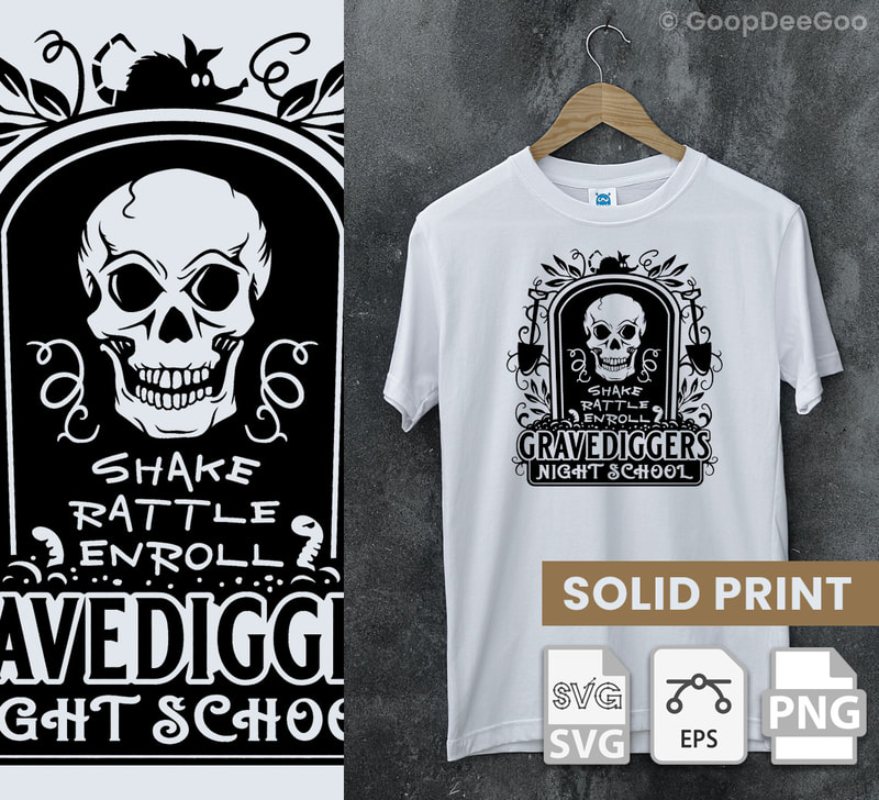 Grave Diggers Night School logo downloadable SVG and printable art for t-shirts, mugs, tote bags, pillows, and more.